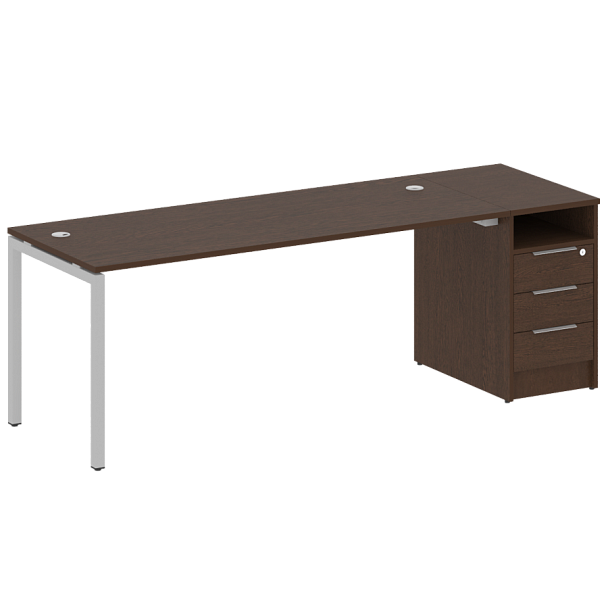 Metal System Quattro Р. ст. с тумбой на П-образном м/к 40БП.РС-СТП-1.5 Венге/Серый металл 2212*720*750 - Вид 1