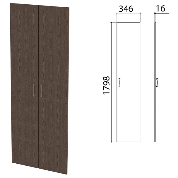 Дверь ЛДСП высокая "Канц", КОМПЛЕКТ 2 шт, 346х16х1798 мм, цвет венге, ШК40.16.1 - Вид 1
