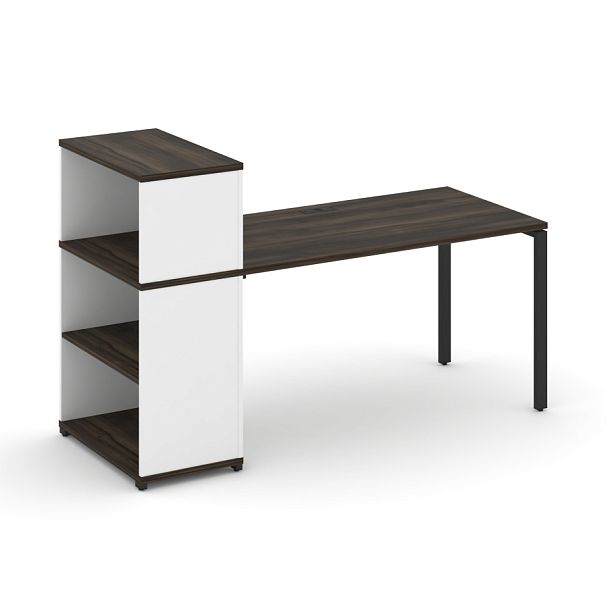 Concept Стол рабочий с опорным стеллажом с надставкой низ. CN.SP-211 Дуб Мали/Белый Бриллиант/Металл Черный 1800*720*1140 - Вид 1