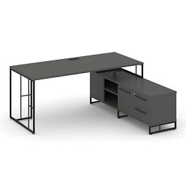 Rift Direct Стол руководителя на опорной тумбой RF.SRT-24 (R) Антрацит/Металл Черный 1580*1600*750 - Фото предпросмотра