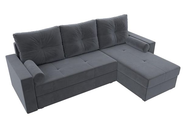 Диван угловой Верона Лайт угол правый (полностью велюр серый) - Вид 5