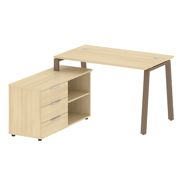 Metal System Р. ст. с тумбой на А-образном м/к БА.РС-СТС-2.2 (L) Акация/Мокко металл 1300*1520*750 - Вид 1