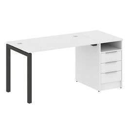 Metal System Quattro Р. ст. с тумбой на П-образном м/к 50БП.РС-СТП-1.2 Белый/Антрацит металл 1612*720*750 - Фото предпросмотра