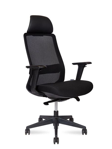 Кресло офисное / Como black / черный пластик / черная сетка / черная ткань - Вид 1