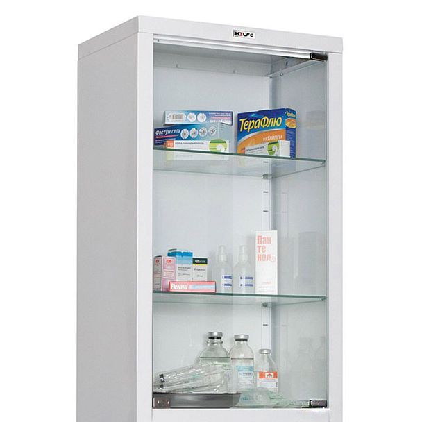 Шкаф медицинский 1-створчатый HILFE "МД 1 1650/SG" 1755х500х320 мм, стекло, белый, S26199201509 - Вид 4