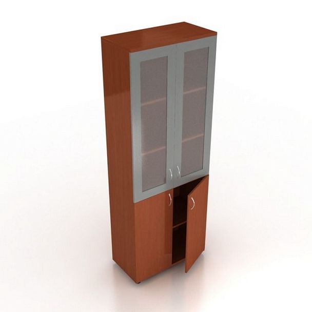 Шкаф со стеклом Менеджер Ш-02+ДШК-02+МДС-02 орех - Вид 3