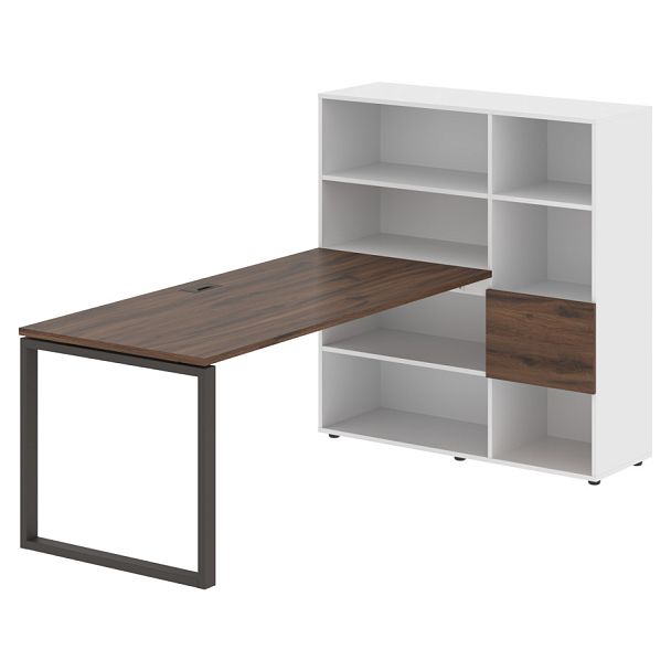 Стол-стеллаж EQRST 1217 Дуб Денвер тёмный/Мокко/Белый 2190х1250х1355 EDIS - Вид 1
