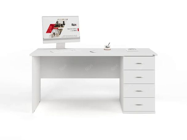 ЛАЙТ / LIGHT RRG007-16x6R Однотумбовый стол 160x60x75 Белый - Вид 2