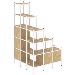 Loft Угловой внешний стеллаж наборный VR.L-59 Тиквуд светлый/Белый металл 1278*1278*2280 - Фото предпросмотра