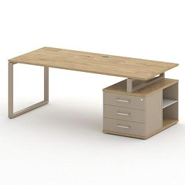 Шифт Стол руководителя с опорной тумбой , правый SK.SRT-200.P (R) Тиквуд Светлый/Капучино/Металл Кап - Фото предпросмотра