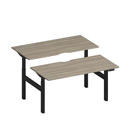 Рабочая станция на электроприводе с вырезами Elevo А2 ЧР 103.2 ВЛ вяз либерти/ черный гладкий - Фото предпросмотра