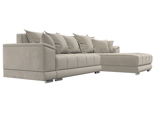Угловой диван НордСтар правый угол Микровельвет бежевый - Вид 4