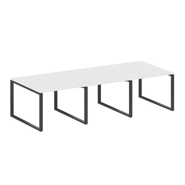 Metal System Перег. стол (3 столешницы) на О-оразном м/к БО.ПРГ-3.1 Белый/Антрацит металл 3000*1235*750 - Вид 1