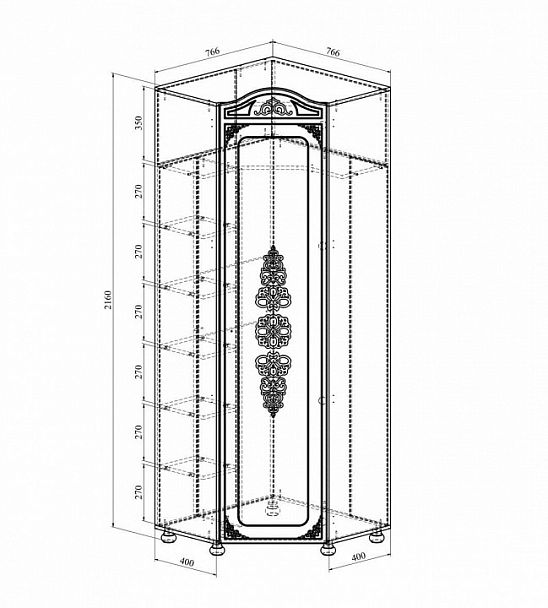 Шкаф платяной Ассоль АС-522К - Вид 2