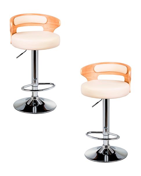 Набор 2 шт Стул барный DOBRIN FRED (натуральное дерево, кремовый) - Вид 1