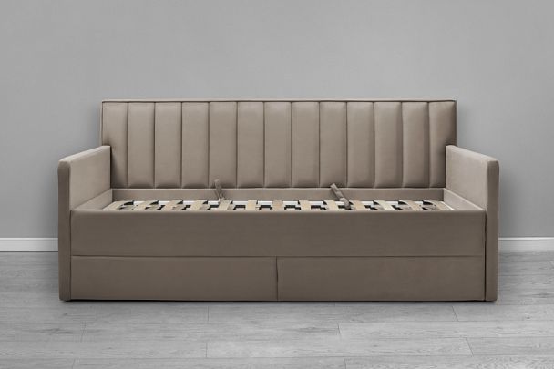 Кровать «Порше» с 2-мя боковинами и доп. спальным местом, бежевая - Вид 2