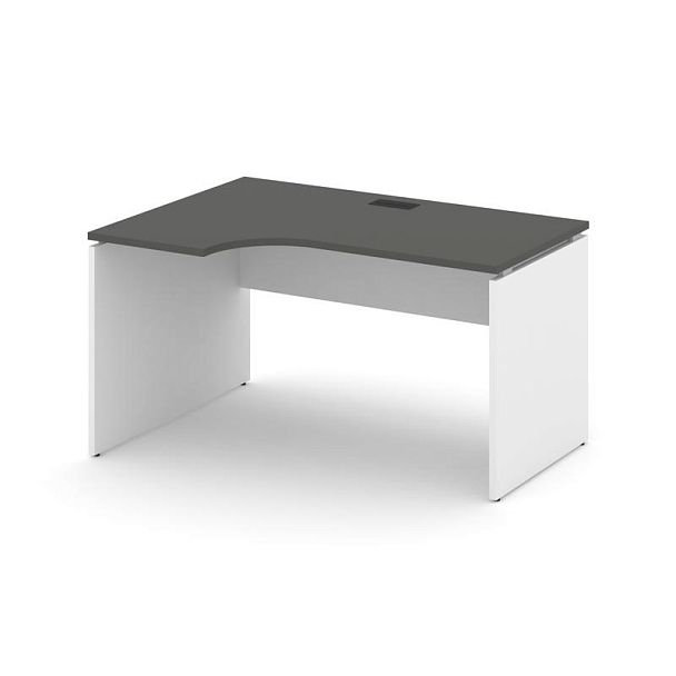 Стайл Проджект Стол рабочий эргоном. SN-D.SPA-021(L) Антрацит NEW/Белый/Черная Заглушка 1380*800/980 - Вид 1