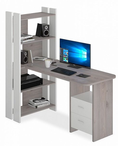 Стол компьютерный Домино Lite СТЛ-ОВ+С120Р Белый/Нельсон - Вид 1