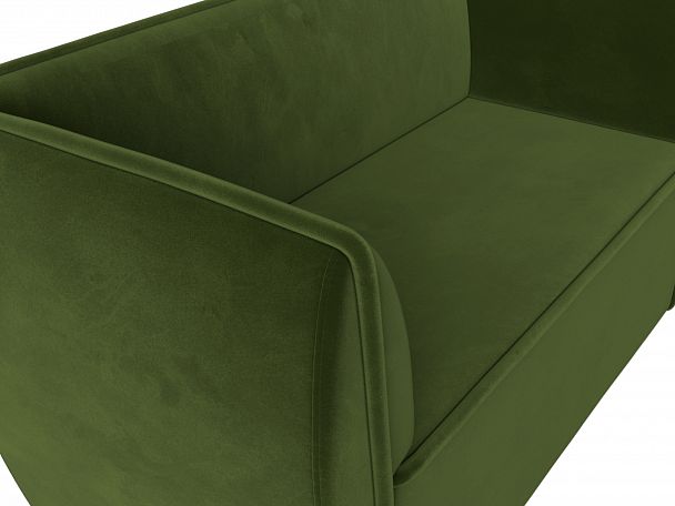 Прямой диван Бергамо 2-х местный (полностью микровельвет зеленый) - Вид 4