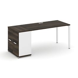 Concept Стол рабочий с опорным распаш. шкафом CN.SP-219 W Дуб Мали/Белый Бриллиант/Металл Белый 1800*720*750 - Фото предпросмотра