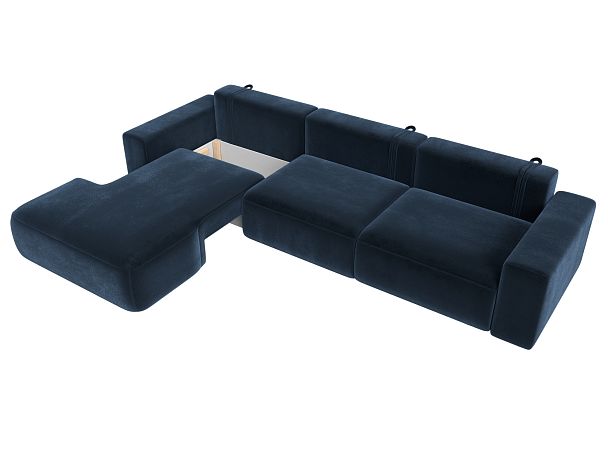 Диван угловой Лига-036 НПБ Классик Лонг левый угол Велюр синий - Вид 7
