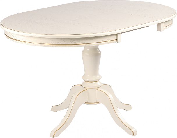 Стол деревянный раздвижной Элат D90(130)х90х76 Слоновая кость с золотой патиной - Вид 5