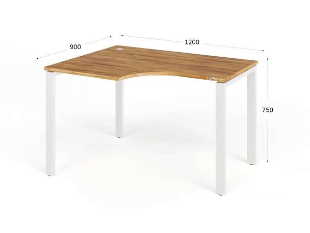 TANDEM RTD072-MK-120L-ME Стол угловой на металлокаркасе левый 1200х900х750 Таксония медовая/Белый - Вид 2