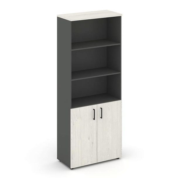 Style Project Шкаф высокий широкий SN.STS-101 Антрацит/Дуб Наварра/Черный Ручки 796*400*1982 - Вид 1