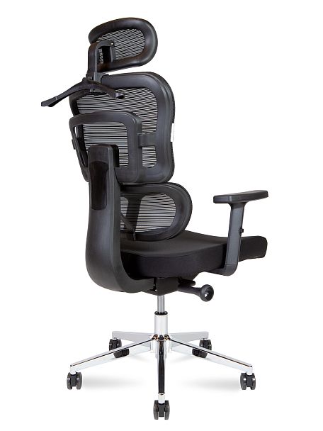 Кресло офисное / Ergo / черный пластик / черная сетка / черная ткань - Вид 5