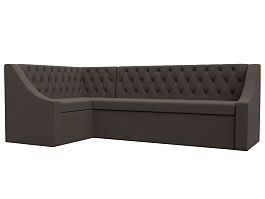 Диван кухонный угловой Мерлин левый угол Рогожка коричневый - Фото предпросмотра