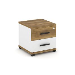 Concept Тумба приставная 2 ящ. CN.TUP-001 W Сандал Янтарный/Белый Бриллиант/Металл Черный 420*420*416 - Фото предпросмотра