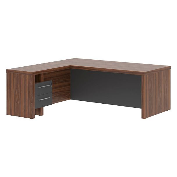 Стол руководителя с тумбой приставной ZCT 2019H.A(L) Антрацит/Орех Даллас 2000х1900х745 ZENN - Вид 1