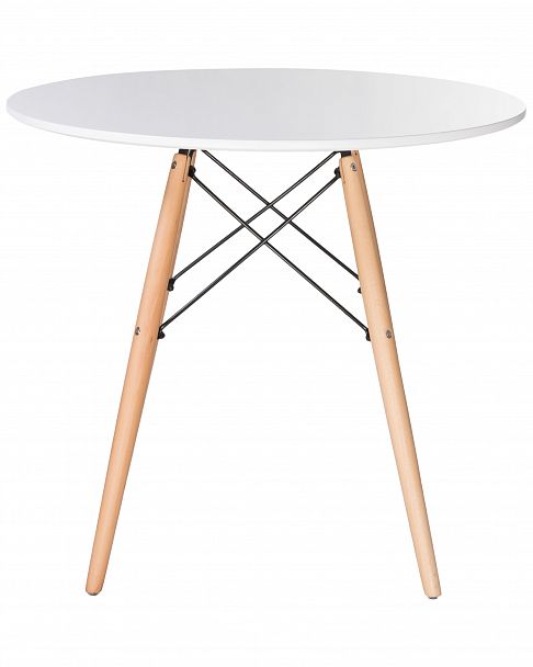 Стол обеденный DOBRIN CHELSEA`80 (ножки светлый бук, столешница белая) - Вид 3