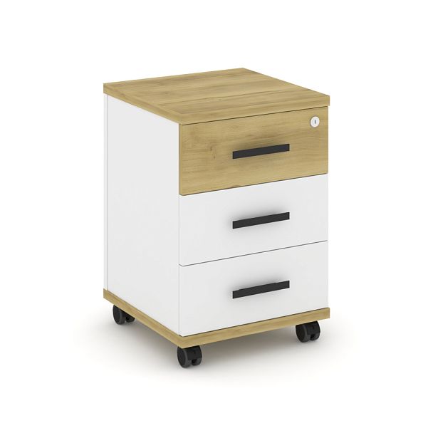 Concept Тумба мобильная 3 ящ. CN.TUM-003 B Дуб Винченцо/Белый Бриллиант/Металл Черный 420*420*615 - Вид 1