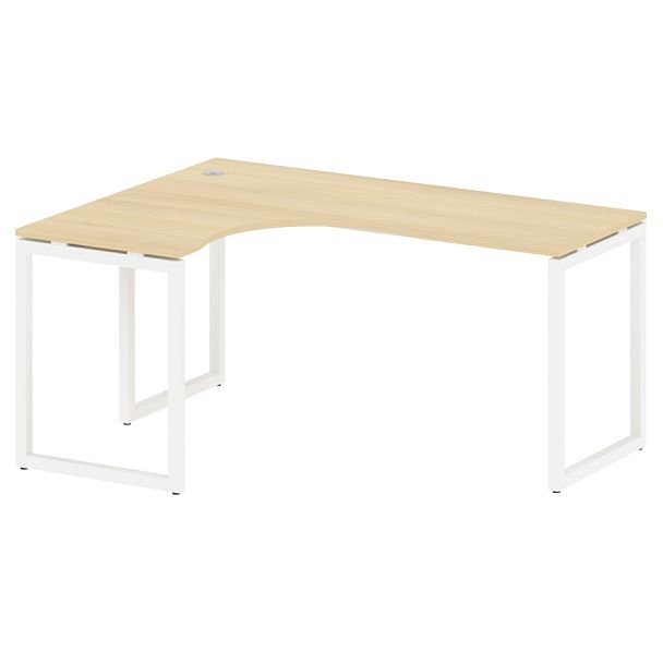 Metal System Quattro Стол криволинейный левый на О-образном м/к 40БО.СА-4 (L) Акация/Белый металл 1600*1200*750 - Вид 1