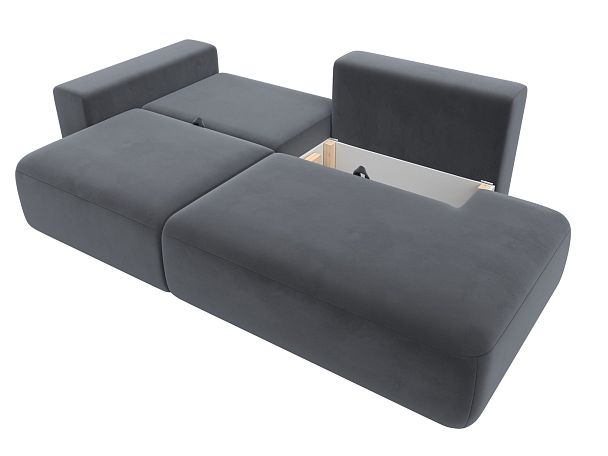 Диван прямой Лига-036 Модерн подлокотник слева Велюр серый - Вид 8