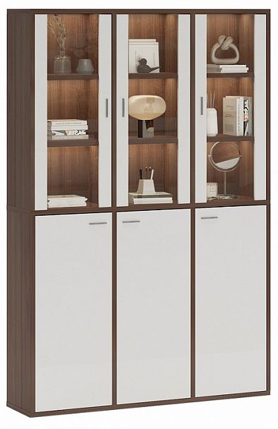 Шкаф-витрина Домино СУ(ш3в2)+3ФГ+3ФС Белый/Шамони - Вид 2