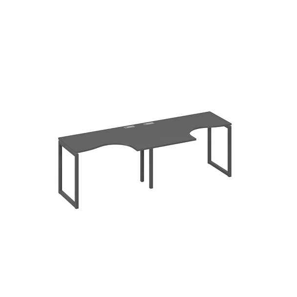 Рабочая станция столы Классика опоры QUATTRO (2х120) A4 А4 Б4 031-2 БП антрацит премиум / металлокаркас антрацит - Вид 1