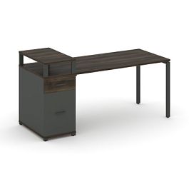 Concept Стол рабочий с 1 опорной тумбой CN.SP-413 W Дуб Мали/Антрацит/Металл Антрацит 1400*720*917 - Фото предпросмотра