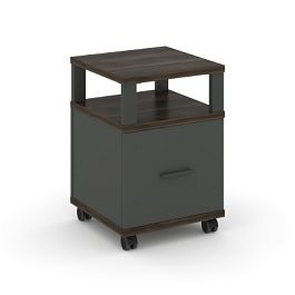 Concept Тумба мобильная 1 распаш. фасад с надставкой CN.TUM-008 A Дуб Мали/Антрацит/Металл Антрацит 420*420*615 - Фото предпросмотра