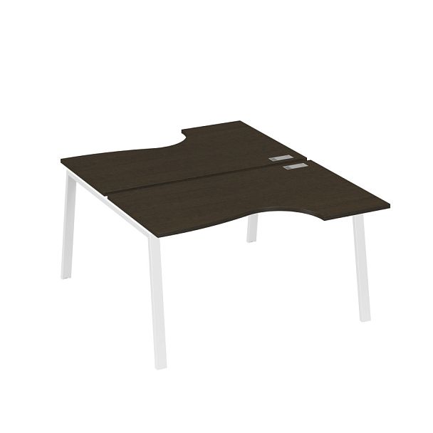 Рабочая станция столы (2х140) эргономичные Классика каркасTRE A4 А4 Б3 184  БП венге / металлокаркас белый - Вид 1