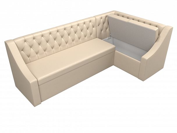 Кухонный угловой диван Мерлин правый (полностью экокожа бежевая) - Вид 6