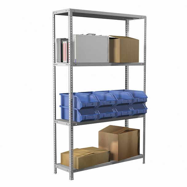 Стеллаж металлический BRABIX "MS Plus-185/50-4", 1850х1000х500 мм, 4 полки, регулируемые опоры, 291106, S241BR155402 - Вид 4