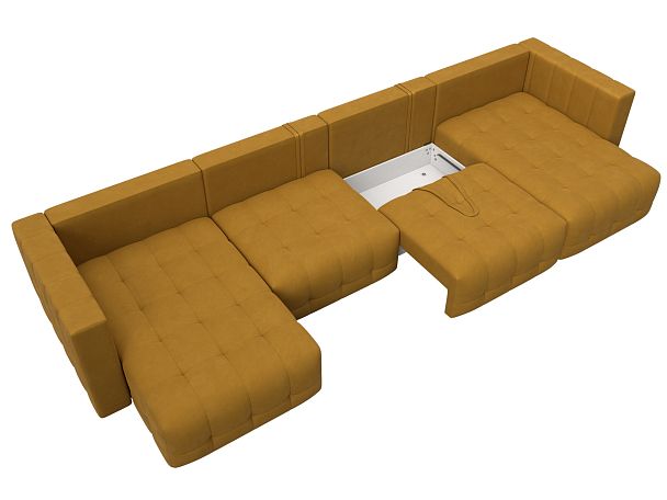 Диван П-образный Лига-052 НПБ Лонг Велюр желтый - Вид 7