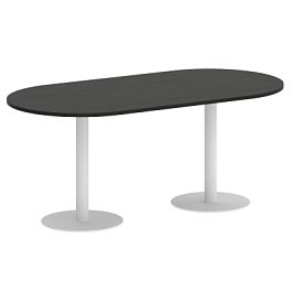 Home Office Стол овальный VR.SP-5-180.1 Суар тёмный/Белый металл 1800*900*750 - Фото предпросмотра