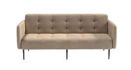 Monaco диван-кровать прямой с подлокотниками, трехместный, бархат бежевый 5 - Фото предпросмотра