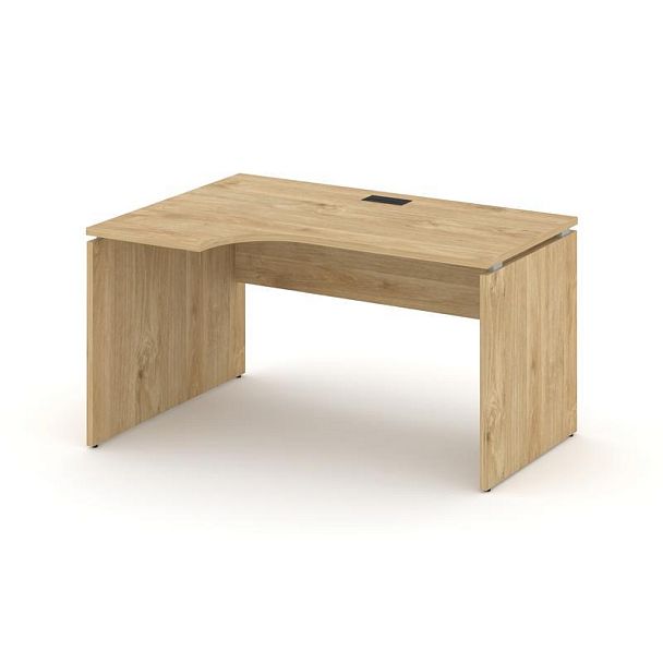 Стайл Проджект Стол рабочий эргоном. SN-D.SPA-022(L) Тиквуд Светлый/Черная Заглушка 1580*800/980*750 - Вид 1