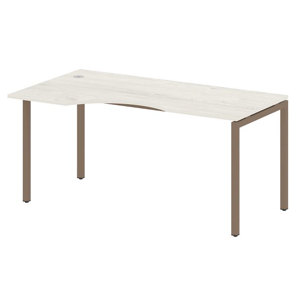 Metal System Quattro Стол криволинейный левый на П-образном м/к 40БП.СА-1 (L) Дуб наварра/Мокко металл 1600*900*750 - Вид 1