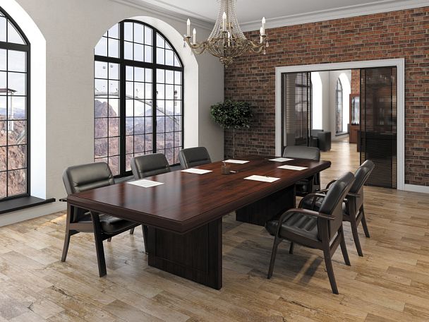 Стол письменный со вставками Harvard 200x100x78 дуб капучино - Вид 9