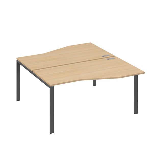 Рабочая станция столы Техно" каркас UNO (2х160) A4 А4 Б1 191 БП натуральный дуб / металлокаркас антрацит - Вид 1